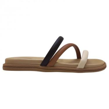 Imagem de Chinelo Papete Beira Rio Casual Feminino Com Strass 8488108, Cacau, 35