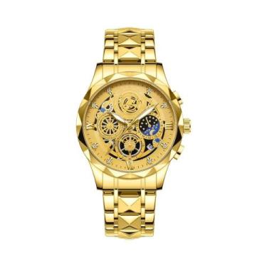 Imagem de Relógio Cronógrafo Masculino Luminosa À Prova D'Água Quadrado Em Aço I