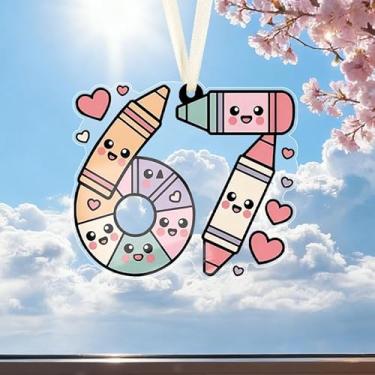 Imagem de Giz de cera colorido de 170 cm, ornamentos para pendurar em acrílico, pingente de dia dos namorados, presente ideal para namorado/namorada, melhor amiga/irmã colecionador de pingentes