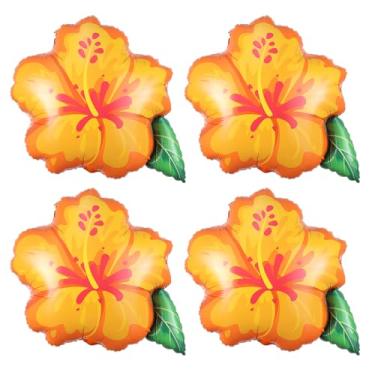 Imagem de Balões tropicais de verão, balões havaianos luau decorações de festa de aniversário (hibisco amarelo-laranja)
