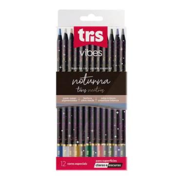Imagem de Lápis de Cor Tris Vibes Noturna Tons Neutros 12 Cores