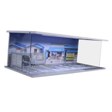 Imagem de MERIGLARE Vitrine para Exposição de Estacionamento em Escala 1/64 com Simulação de Luz para Maquetes de Carros e Garagem, Cafeteria