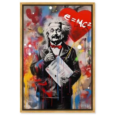 Imagem de Art Remedy Arte pop de graffiti em tela Genius Love, moldura dourada, 40,6 cm x 61 cm