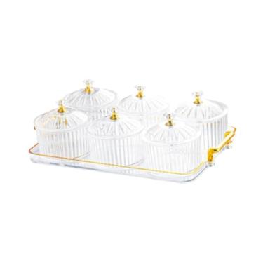 Imagem de Fenteer Prato dividido para servir frutas secas, travessa de luxo à prova de poeira com várias divisórias, ideal para aperitivos em festas, hotéis e, Claro