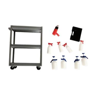 Imagem de TTETTZ Carrinho de ferramentas em escala 1/18 para armazenamento de acessórios de veículos em miniatura, com dois níveis, ideal para estacionamentos, Style D