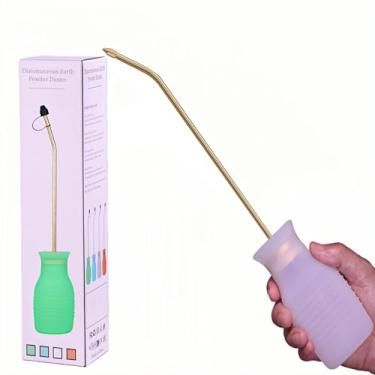 Imagem de DustFlux Espanador de terra de diatomáceas, 230 ml grande, kit de espanador de pó com tubo de cobre longo e funil dobrável, pulverizador de silicone interno e externo aplicador de lâmpada resistente