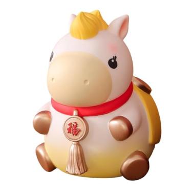 Imagem de Generic Estátua de Cavalo Artesanal Ornamento Porquinho Cofrinho Cofrinho Estatueta Decorativa para Festa da Primavera Escritório Quarto Aniversário Presente, Amarelo Grande