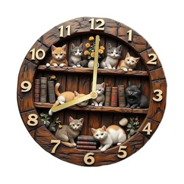 Imagem de Generic Relógio de parede retrô decorativo redondo de fácil leitura com design antigo e silencioso para pendurar na sala de estar, cozinha ou quarto, 20cm