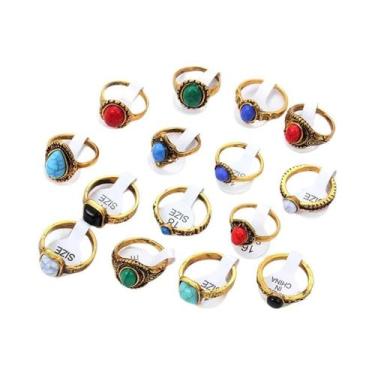 Imagem de Conjunto De Anéis De Pedra Natural Estilo Boho Feminino Em Tom De Prat