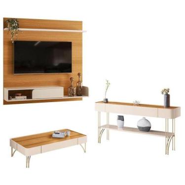 Imagem de Painel Para Tv Suspenso Evo Com Mesa De Centro Cadenza E Aparador Viva