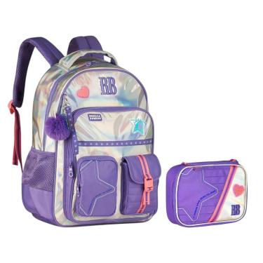 Imagem de Kit Mochila Estojo Rebecca Bonbon Colorida Feminina Escolar-Unissex