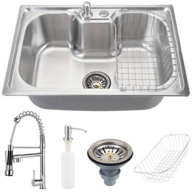 Imagem de Kit Torneira gourmet e cuba inox Carajás com acessórios para cozinha -