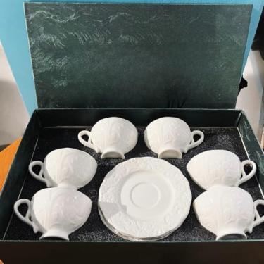 Imagem de Kit Xícaras e Pires Café Porcelana Premium - Jogo de Luxo para Presente 6 xicaras + 6 pires(Modelo - 1 (100mL))