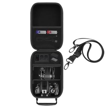 Imagem de HESPLUS Estojo Rígido Para Câmera Canon Eos Rebel T7 / T100 90D T8I Dslr Com Lente De 18-55 Mm, Bolsa Viagem Câmera, Protetor Alças Ajustáveis - Preto (Somente Estojo)