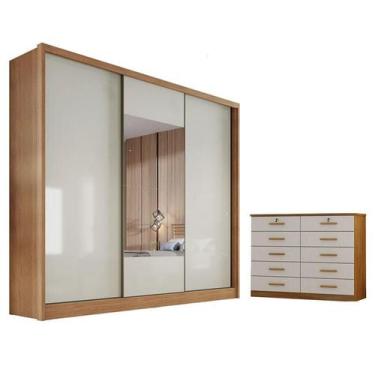 Imagem de Guarda Roupa Casal Medelim e Gaveteiro Milão com Chave Cumaru 25 Fendi