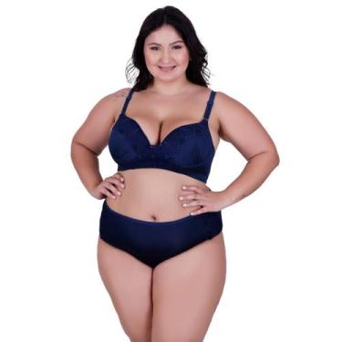 Imagem de Conjunto Sutiã e Calcinha Lingerie Plus Size Cós Alto com Detalhe de R