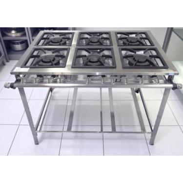 Imagem de Fogão Industrial 6 Bocas Duplas 30x30 P7 em Aço Inox Leona - Mr Fogões