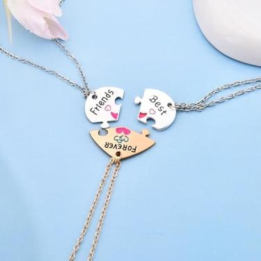 Imagem de Colar de melhor amiga para 3 irmãs, presentes de Natal para mulheres, presentes de amizade, para melhores amigas, colares de quebra-cabeça de coração para melhor amiga, presente de aniversário para