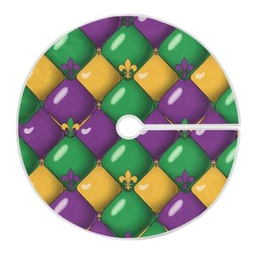 Imagem de ATTX Saia Mardi Gras Argyle Tree de 90 cm – Decoração festiva para festas de ano novo e carnaval #166