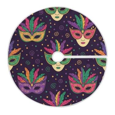 Imagem de ATTX Saia de árvore com máscara de carnaval de 90 cm – decoração festiva para festas de ano novo e carnaval #235