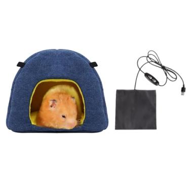 Imagem de MANON ROSA Cama de inverno esconderijo para hamster - acessório aconchegante para gaiola para animais de estimação, almofada de aquecimento e rede suspensa, animais pequenos, planadores de açúcar