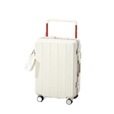 Imagem de Tourister Bagagem com estrutura de alumínio à prova de choque com alça larga: ABS + PC 20-28 Polegadas 56-75L Estojo de viagem antifurto à prova d'água(White,22 inches)
