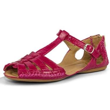 Imagem de Sandália rasteira Pierrô feminina em couro legítimo verniz cor rosa-Feminino