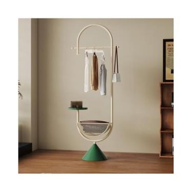 Imagem de KEG801302 Cabide de entrada para uso interno para corredor, armazenamento, armazenamento, chão, quarto, criativo, vertical, cabideiro, chapéu, suporte (branco cremoso + verde)