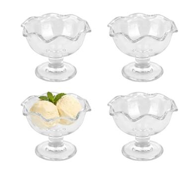 Imagem de Opexscal Conjunto de 4 tigelas de sobremesa de vidro de 170 g, copos elegantes de sorvete, copos de sobremesa, para sundae, frutas, sorvete, pudim, lanches pequenos