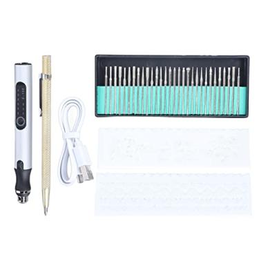 Imagem de Siwoted caneta de gravação elétrica, sem fio, faça você mesmo, 3.6v, 8w, 3 níveis de velocidade, portátil, usb, recarregável, caneta de gravação para vidro, pedra, metal (Prata)