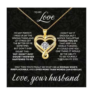 Imagem de Zurlcdye Colar To My Wife Presentes para Esposa do Marido Coração Amor Delicado Pingente Declaração Dia dos Namorados Joias Acessórios Presentes, Zinco, Sem Pedra Preciosa