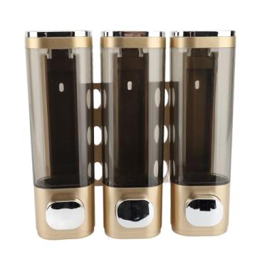 Imagem de Aramox 300ml 3 Em 1 Líquido, Grande Capacidade de Montagem na Parede, Chuveiro de Banheiro, Shampoo, Condicionador, Dispensador Com Corpo Transparente, para Pia de Cozinha, Banheiro, (GOLD)