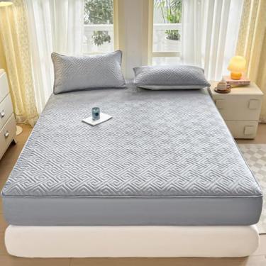 Imagem de Capa protetora de colchão, 360°, ajuste completo, respirável e não irrita a pele, impermeável, lavável, à prova de poeira, para solteiro/casal/Queen/King, cinza|||120 x 200 cm/(119.9 cmx199.9 cm)