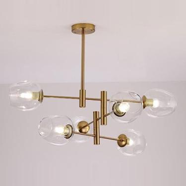 Imagem de Luminária pendente de vidro irregular com várias lâmpadas, luminária suspensa criativa para interiores, ideal para sala de estar, quarto, sala de jantar, lustre de teto para decoração de cas