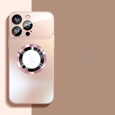 Imagem de Capa fosca metálica de titânio para iPhone 17 Air 16 15 14 13 12 11 Pro Max Plus, proteção para lente e câmera, rosa, para iPhone 16