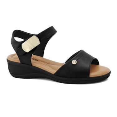 Imagem de Sandália Comfortflex Feminina Anabela Médio Conforto Original -, Preto