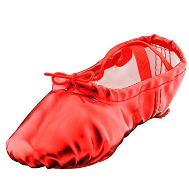 Imagem de MSMAX Sapatilhas de dança de balé lírico adulto femininas yoga chinelos de fantasia para homens, Vermelho, 11 Narrow