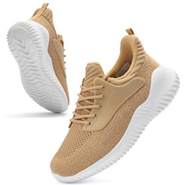 Imagem de VIPSUPER Tênis feminino de caminhada – Espuma viscoelástica, sem cadarço, academia, treino, enfermagem, conforto e trabalho, leve, Bronzeado, 40