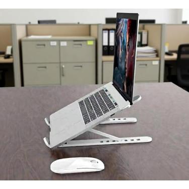 Imagem de Suporte ajustável para laptop de mesa – suporte de laptop dobrável e portátil, suporte ergonômico de vários ângulos para computador, suporte para notebook de dissipação de calor adequado para MacBook