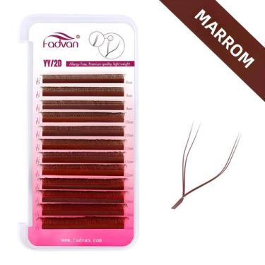 Imagem de Cílios Postiços FADVAN 2D Em Formato W, Marrom Natural Cacheado, 0.07m