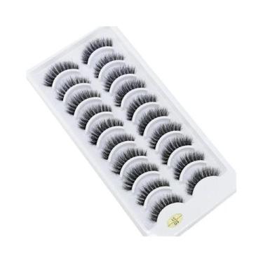 Imagem de Cílios Postiços Naturais Longos 3D De Mink, 10 Pares, Macios E Volumos
