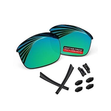 Imagem de iLikeo Lentes de reposição polarizadas de policarbonato PRO+ e kits de borracha para óculos de sol Oakley Flak Jacket OO9008 - verde jade