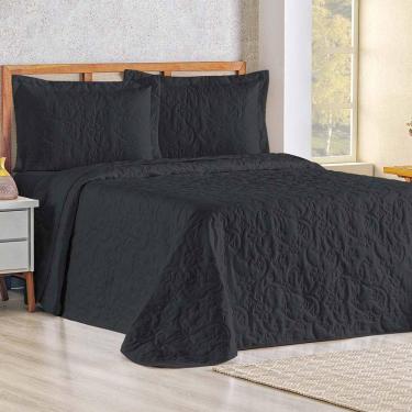 Imagem de Cobre Leito Queen Bouti Mavie Floral 180 Fios 3 Peças - Preto
