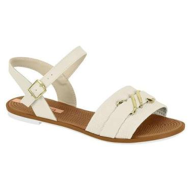 Imagem de Sandália Moleca Feminina Rasteira Fivela Dourada Casual Conforto Origi