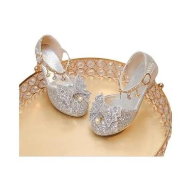 Imagem de Sapatos De Salto Alto De Couro Com Glitter E Laço Para Meninas, Ideais