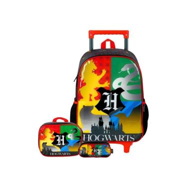 Imagem de Kit Mochila Rodas+Lancheira+Estojo Harry Potter - Preto