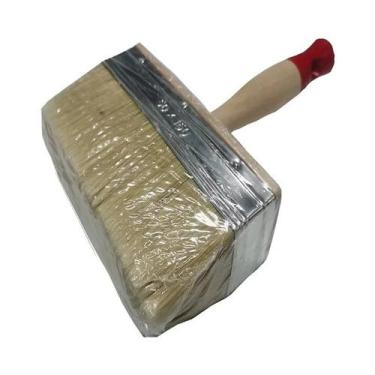 Imagem de Pincel De Pintura Com Cabo De Madeira Quadrado E Cerdas De Porco Branc