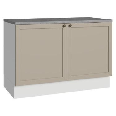 Imagem de Balcão Gabinete de Pia 120 cm (Com Tampo) Branco/Crema Vik Madesa, Bra