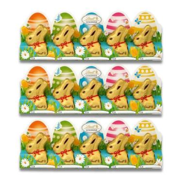 Imagem de Chocolate Lindt ao Leite Gold Bunny Kit 3 Cartelas 50g 5x10g