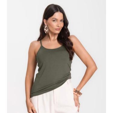 Imagem de Blusa Feminina de Alças Básica Rovitex Verde, M, Verde
